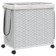 Shumee Laundry basket with wheels, 60 × 35 × 60,5 cm, rattan, white - Laundry Basket