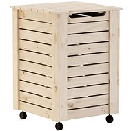 Shumee Laundry basket on wheels RANA, 45 × 45 × 64 cm, solid pine - Laundry Basket