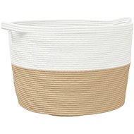Shumee Laundry basket, O 60 × 36 cm, cotton, beige and white - Laundry Basket