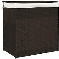 Shumee 2-section laundry basket, 53 × 35 × 57 cm, polyrattan, dark brown - Laundry Basket