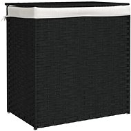 Shumee Laundry basket with 2 sections, 53 × 35 × 57 cm, polyrattan, black - Laundry Basket