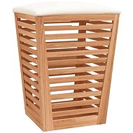 Shumee Bathroom stool, 40,5 × 40,5 × 56 cm, solid walnut - Laundry Basket