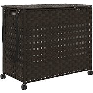 Shumee Laundry basket with lid, 66 × 35 × 60 cm, polyrattan, dark brown - Laundry Basket