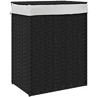 Shumee Laundry basket with lid, 46 × 33 × 60 cm, polyrattan, black - Laundry Basket