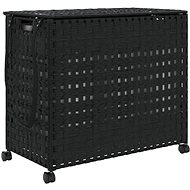 Shumee Laundry basket with wheels, 66 × 35 × 60 cm, rattan, black - Laundry Basket