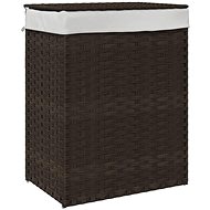 Shumee Laundry basket with lid, 46 × 33 × 60 cm, polyrattan, dark brown - Laundry Basket