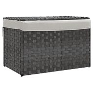 Shumee Laundry basket with lid, 55,5 × 35 × 34 cm, polyrattan, grey - Laundry Basket