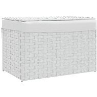 Shumee Laundry basket with lid, 55,5 × 35 × 34 cm, polyrattan, white - Laundry Basket