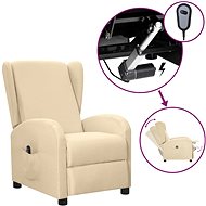 Elektrické polohovací křeslo krémové textil, 3098934 - Křeslo