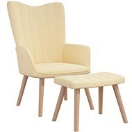 Relaxačné kreslo so stoličkou krémovo biele zamat, 327675 - Kreslo