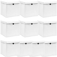 Shumee Úložné boxy s víky 10 ks 32 × 32 × 32 cm textil, bílé - Storage Box