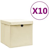 Shumee Úložné boxy s víky 10 ks 28 × 28 × 28 cm krémové - Storage Box