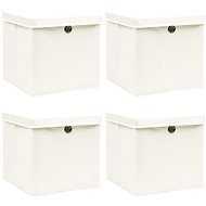 Shumee Úložné boxy s vekami 4 ks 32 × 32 × 32 cm textil, biele - Úložný box