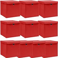 Shumee Úložné boxy s víky 10 ks, 32 × 32 × 32 cm textil, červené - Storage Box