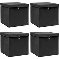 Shumee Úložné boxy s víky 4 ks 32 × 32 × 32 cm textil, černé - Úložný box