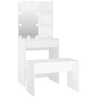Shumee Dressing Table Set with LED White Composite Wood - Dressing Table