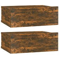 Shumee floating bedside tables 2 pcs, smoked oak 40 × 30 × 15 cm composite - Night Stand