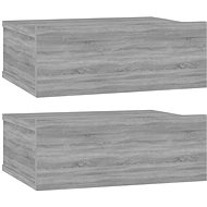 Shumee floating bedside tables 2 pcs, sonoma grey 40 × 30 × 15 cm composite - Night Stand