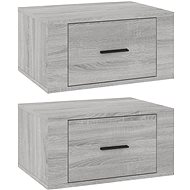 Shumee wall-mounted bedside tables 2 pcs, sonoma grey 50 × 36 × 25 cm - Night Stand