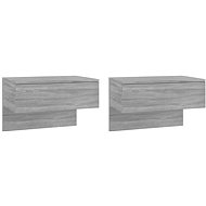 Shumee wall-mounted bedside tables 2 pcs, sonoma grey, 816943 - Night Stand