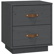 Shumee bedside table grey 40 × 34 × 45 cm, solid pine wood - Night Stand