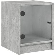 Shumee bedside table with glass door concrete grey 35 × 37 × 42 cm - Night Stand