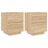 Shumee bedside tables with LED lighting 2 pcs, oak sonoma composite wood, 836740 - Night Stand