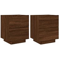 Shumee bedside tables with LED lighting 2 pcs, brown oak composite wood - Night Stand