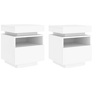 Shumee bedside tables with LED lighting 2 pcs, white 40 × 39 × 48,5 cm - Night Stand