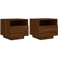 Shumee bedside tables with LED lighting 2 pcs, brown oak 40 × 39 × 37 cm - Night Stand