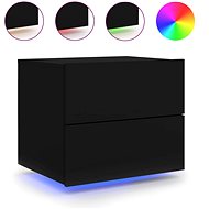 Shumee wall-mounted bedside table with LED lighting black, 836814 - Night Stand