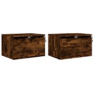Shumee wall-mounted bedside tables with LED lighting 2 pcs, smoked oak, 836835 - Night Stand