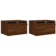 Shumee wall-mounted bedside tables with LED lighting 2 pcs, brown oak, 836839 - Night Stand