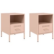 Shumee bedside tables 2 pcs, pink 36 × 39 × 50,5 cm cold rolled steel - Night Stand