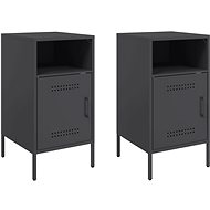 Shumee bedside tables 2 pcs, black 36 × 39 × 68 cm cold rolled steel - Night Stand