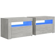 Shumee bedside tables 2 pcs, with LED lighting concrete grey 60 × 35 × 40 cm - Night Stand