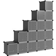 Shumee storage organizer with 15 cubes with door black PP - Wardrobe Organiser