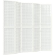 Shumee Skládací paraván v japonském stylu 200 × 170 cm, 5dílný, bílý - Room Divider