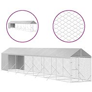 Shumee Outdoor dog pen with roof silver 2 × 14 × 2,5 m steel - Dog Pen