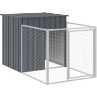 Shumee Dog house with run anthracite 110 × 201 × 110 cm - Dog Kennel
