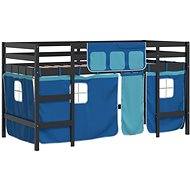 SHUMEE Children's bunk bed with curtains blue, 90 × 200 cm, pine, 3206971 - Bed