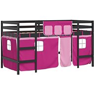 SHUMEE Kids bunk bed with curtains pink, 90 × 200 cm, pine, 3206972 - Bed