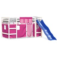SHUMEE Children's bunk bed with curtains pink, 80 × 200 cm, pine, 3207014 - Bed