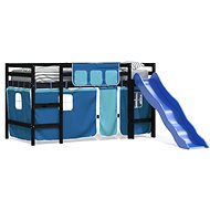 SHUMEE Children's bunk bed with curtains blue, 90 × 200 cm, pine, 3207025 - Bed