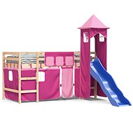 SHUMEE Kids bunk bed with tower pink, 80 × 200 cm, solid pine, 3207065 - Bed