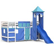 SHUMEE Kids bunk bed with tower blue, 80 × 200 cm, solid pine, 3207067 - Bed