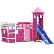 SHUMEE Kids bunk bed with tower pink, 80 × 200 cm, solid pine, 3207068 - Bed