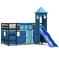 SHUMEE Kids bunk bed with tower blue, 80 × 200 cm, solid pine, 3207070 - Bed