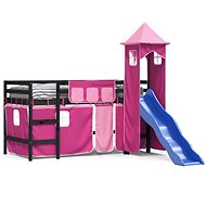 SHUMEE Kids bunk bed with tower pink, 80 × 200 cm, solid pine, 3207071 - Bed