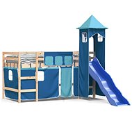 SHUMEE Children's bunk bed with tower blue, 90 × 200 cm, solid pine, 3207073 - Bed